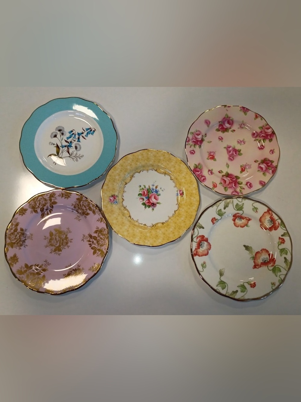 Royal Albert 100 Years Of Royal Albert 1950-1990 5-piece Plate Set, 8", NEW